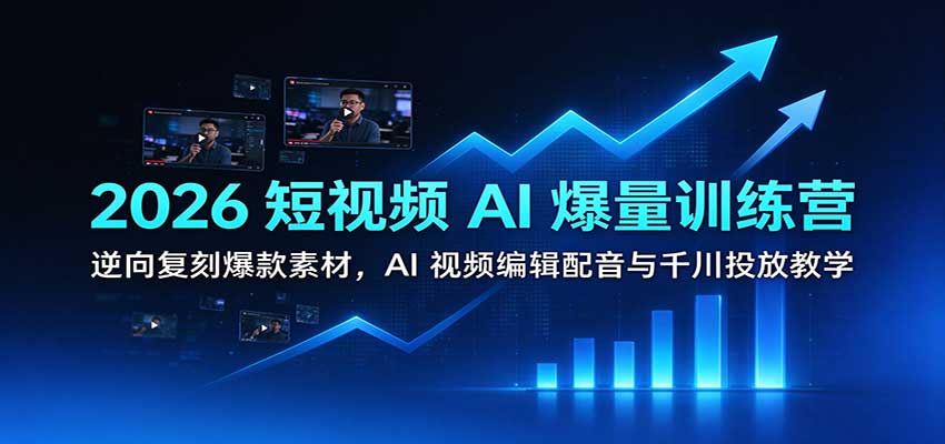 2026短视频AI爆量训练营：逆向复刻爆款素材，AI视频编辑配音与千川投放教学-副业研究所