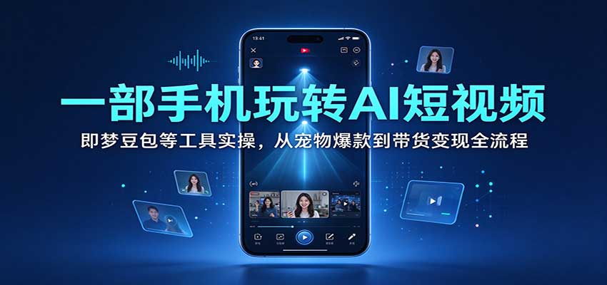 一部手机玩转AI短视频：即梦豆包等工具实操，从宠物爆款到带货变现全流程-副业研究所