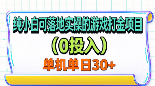 纯小白可落地实操的游戏打金项目（0投入）单机单号30+-副业研究所