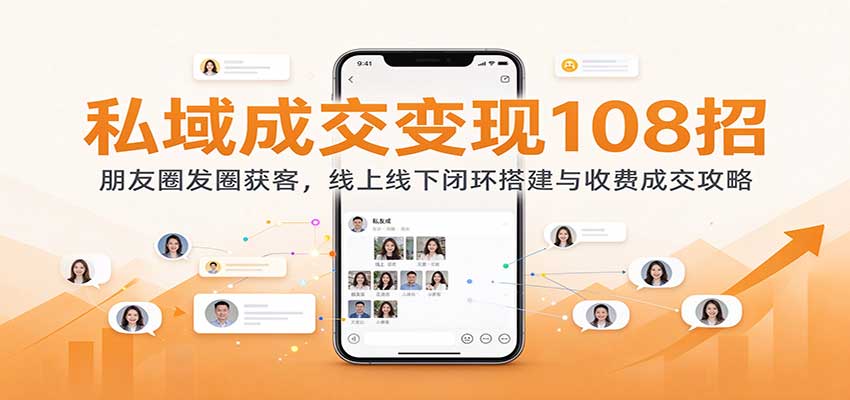 私域成交变现108招：朋友圈发圈获客，线上线下闭环搭建与收费成交攻略-副业研究所