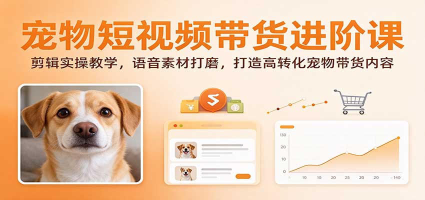 宠物短视频带货进阶课：剪辑实操教学，语音素材打磨，打造高转化宠物带货内容-副业研究所