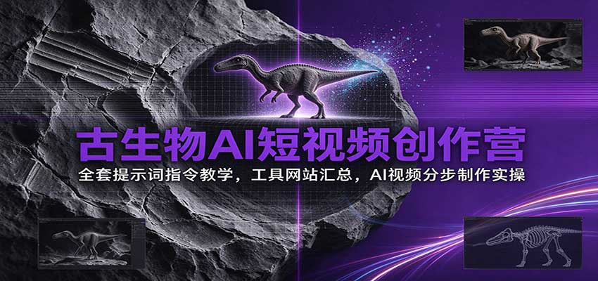 古生物AI短视频创作营：全套提示词指令教学，工具网站汇总，AI视频分步制作实操-副业研究所