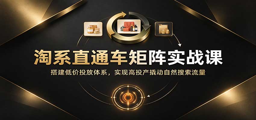 淘系直通车矩阵实战课：搭建低价投放体系，实现高投产撬动自然搜索流量-副业研究所