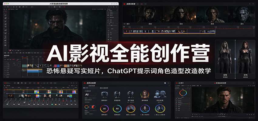 AI影视全能创作营：恐怖悬疑写实短片，ChatGPT提示词角色造型改造教学-副业研究所