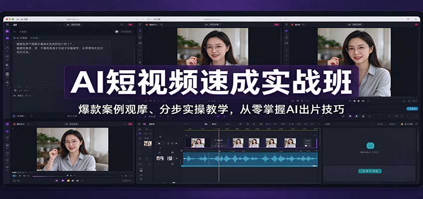 AI短视频速成实战班：爆款案例观摩、分步实操教学，从零掌握AI出片技巧-副业研究所