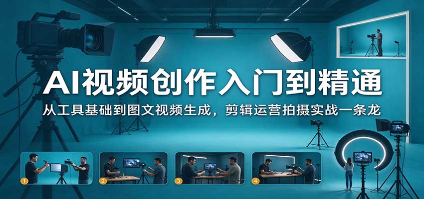 AI视频创作入门到精通：从工具基础到图文视频生成，剪辑运营拍摄实战一条龙-副业研究所