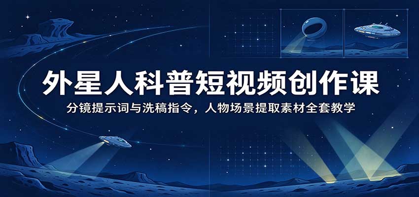 外星人科普短视频创作课：分镜提示词与洗稿指令，人物场景提取素材全套教学-副业研究所