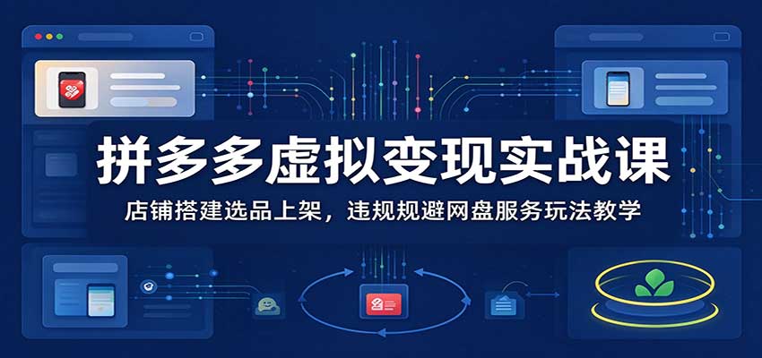 拼多多虚拟变现实战课：店铺搭建选品上架，违规规避网盘服务玩法教学-副业研究所