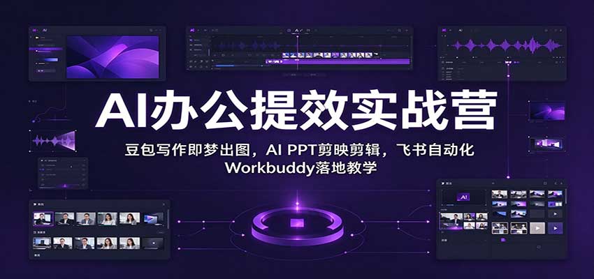 AI办公提效实战营:豆包写作即梦出图,AI PPT剪映剪辑,飞书自动化 Workbuddy落地教学